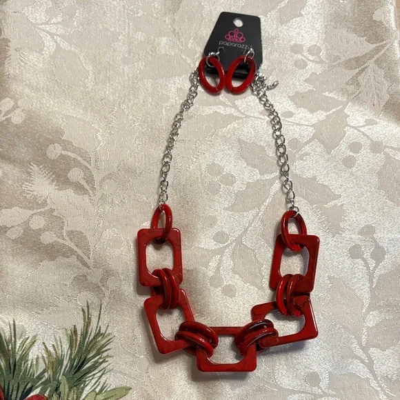 Three Paparazzi Bold Red, Yellow, and Silver Necklace & Earrings included - Picture 4 of 4
